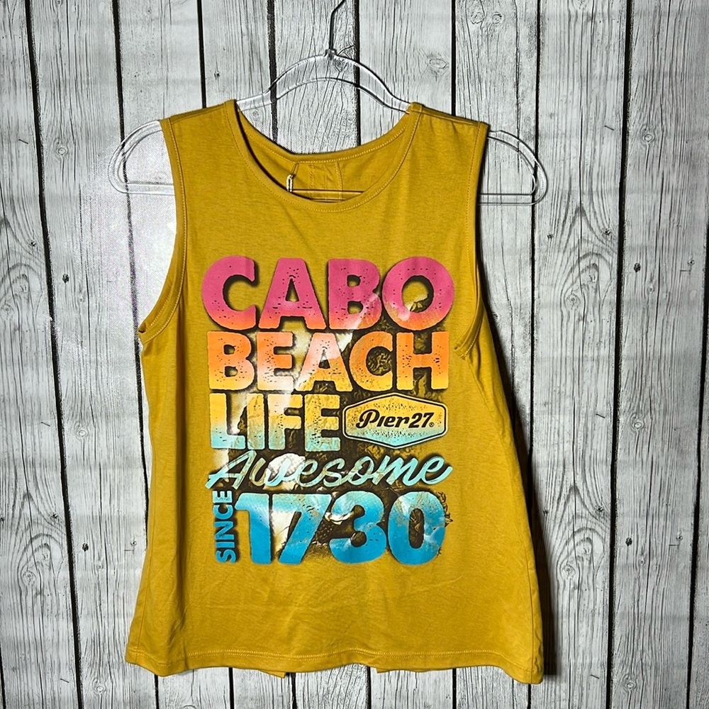 Pier 27 split back Cabo graphic tank size large